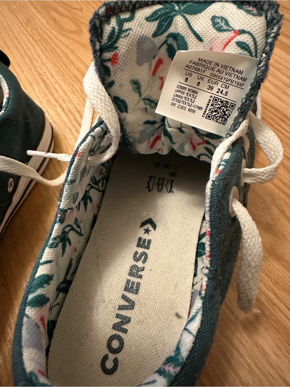 Converse Low Top Sneakers in Dark Teal with White Accents - Picture 2 of 3